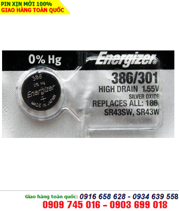Pin Energizer SR43SW,386/301 Silver Oxide 1,55V chính hãng Energizer USA 